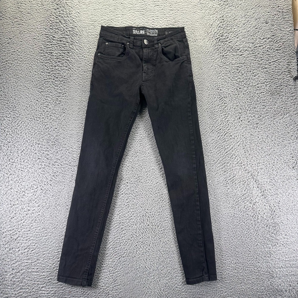 Spark Jeans Mens 28x30 Black Cotton Denim Straight Slim Workwear Travel Stretch